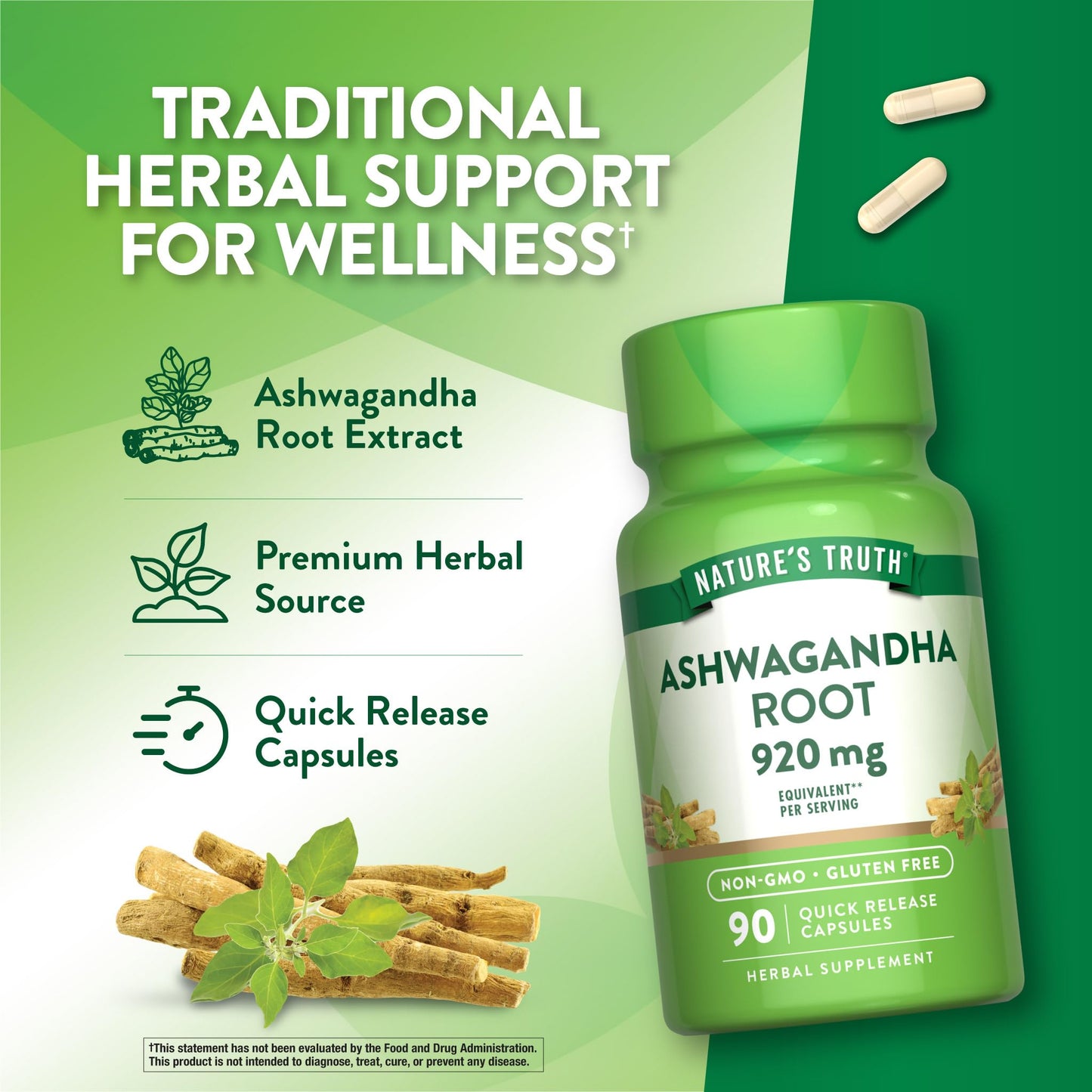 Nature's Truth Ashwagandha Capsules 90 Count