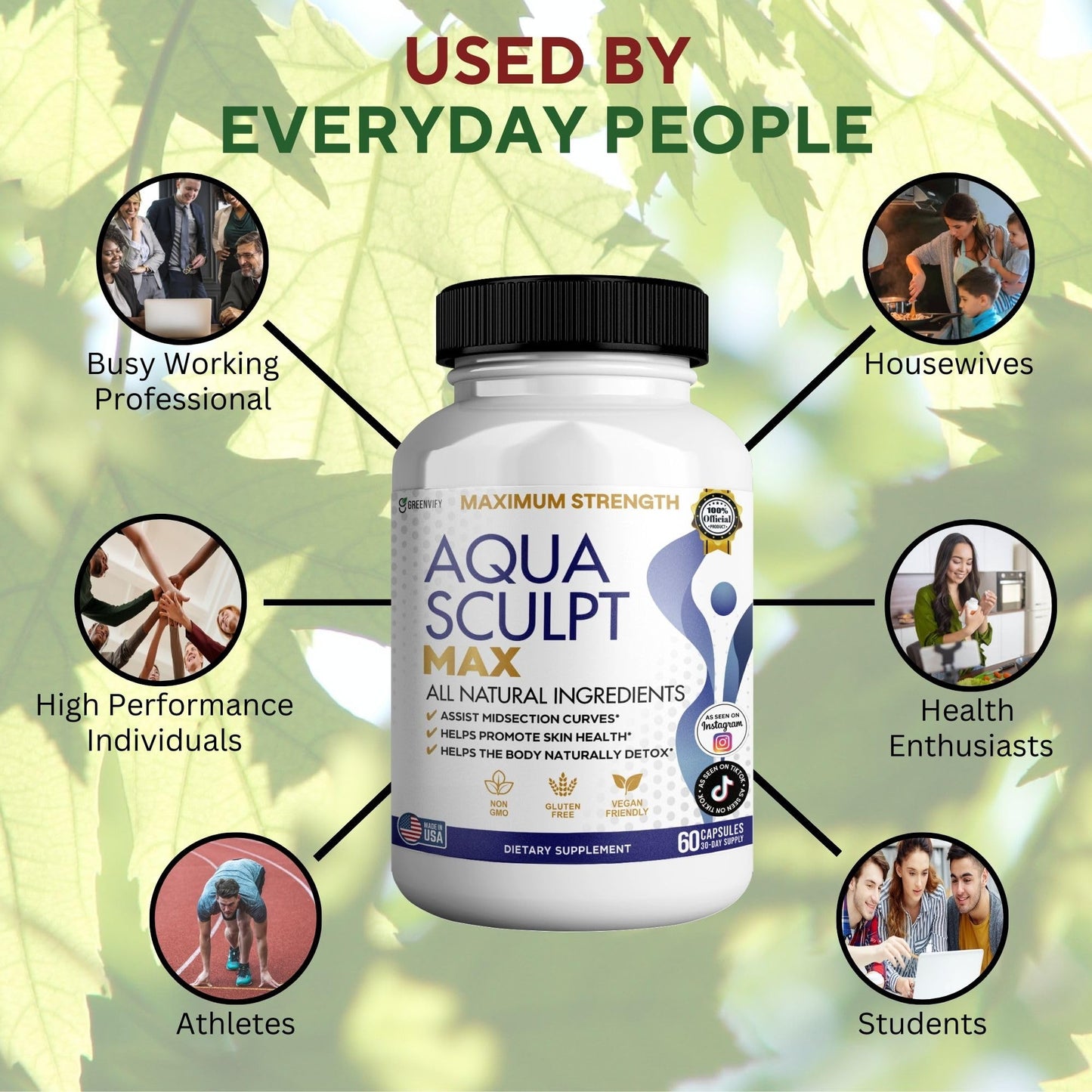 GREENVIFY Aqua Sculpt Max Maximum Strength Dietary Supplement 60 Capsules