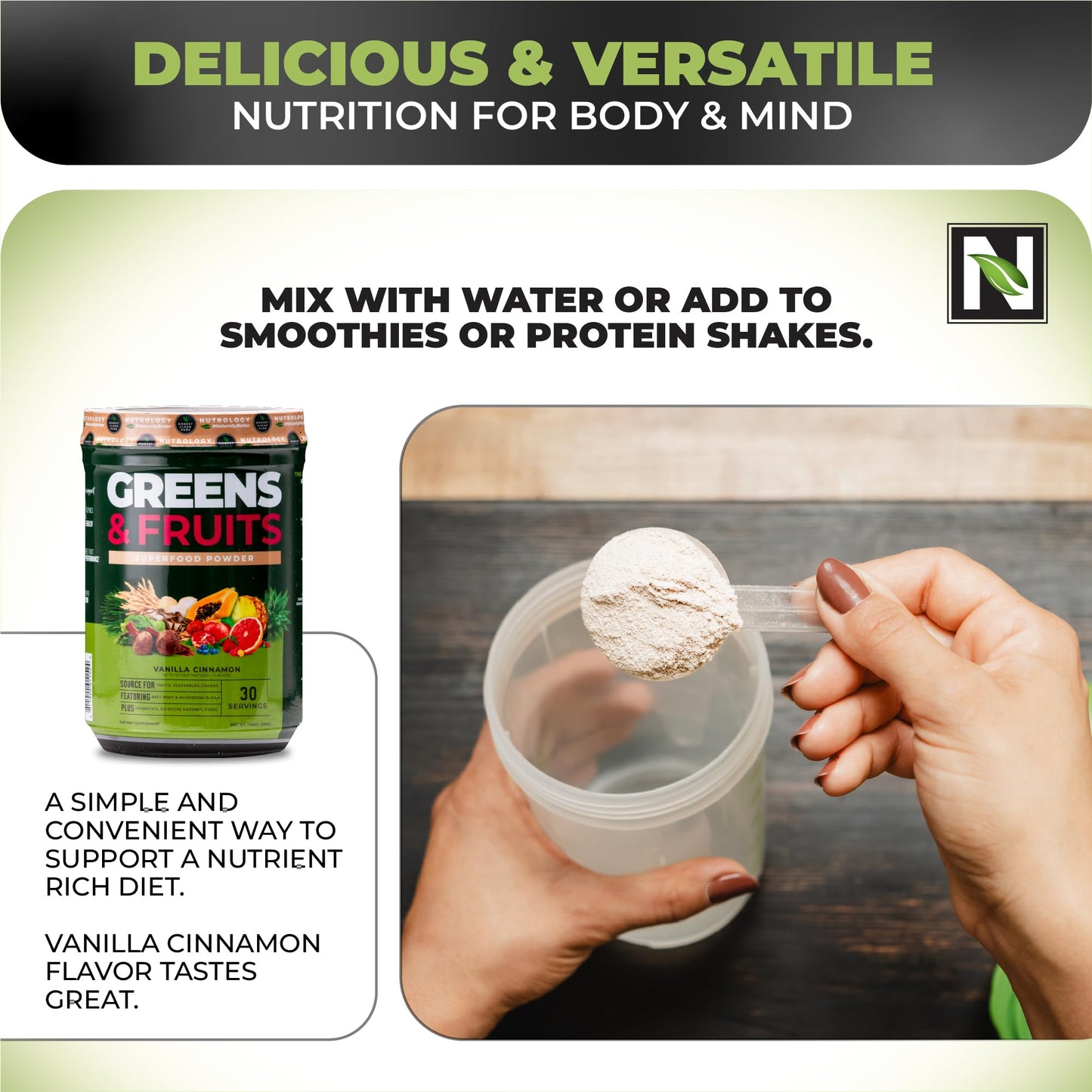 Nutrology Greens & Fruits Powder, 11.4 oz
