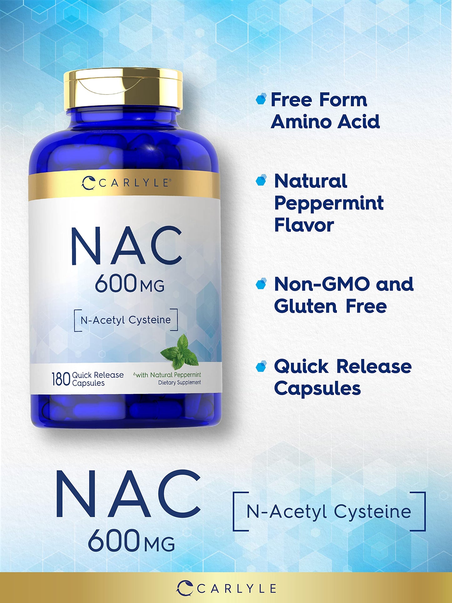 Carlyle NAC N-Acetyl Cysteine 600mg Capsules 180 Count