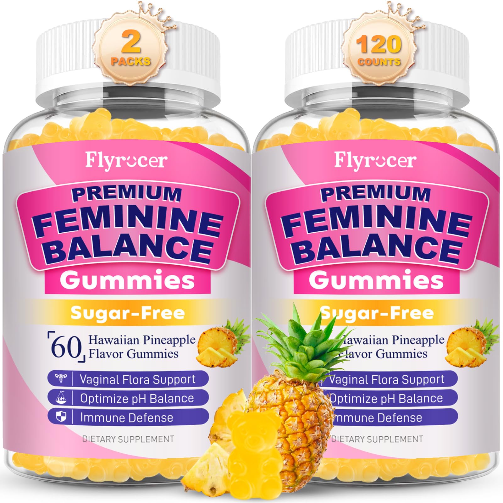 Flyrocer Feminine Balance Gummies for Women, 120 Gummies