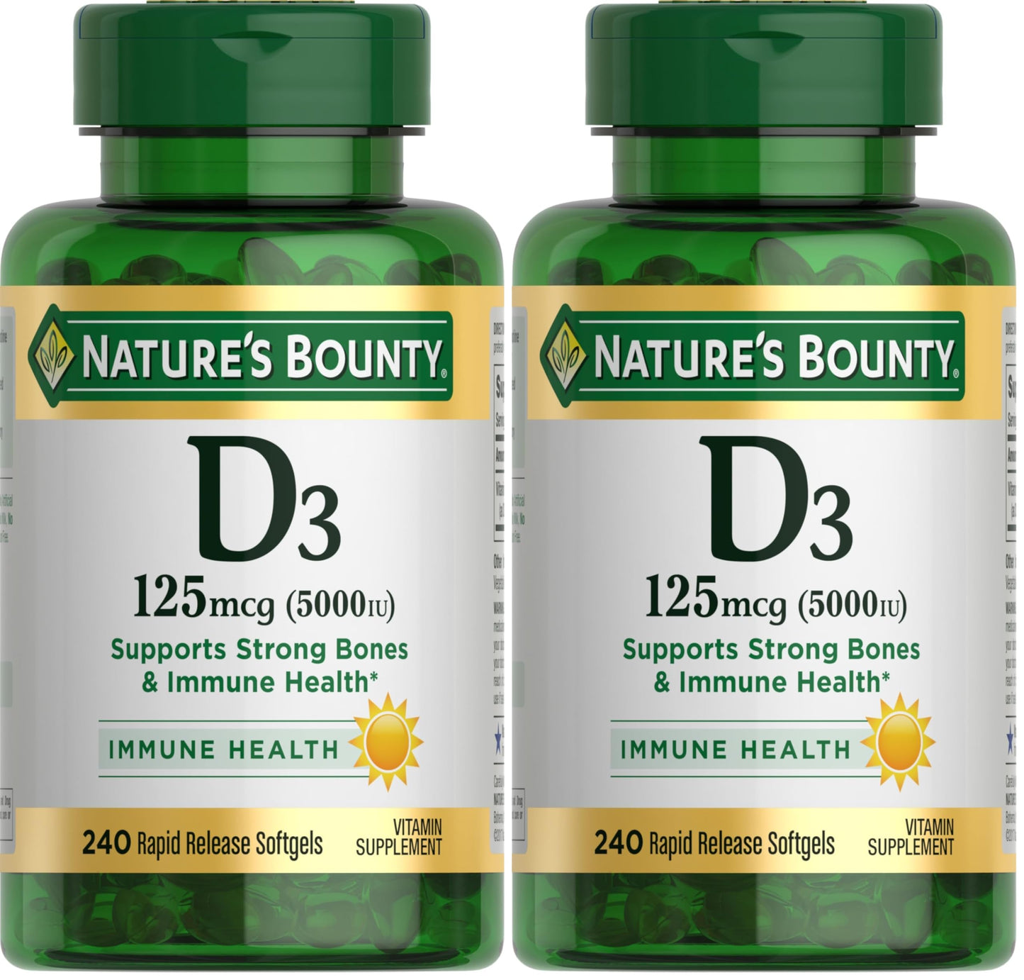 Nature's Bounty Vitamin D3 5000 IU Softgels, 480 Count
