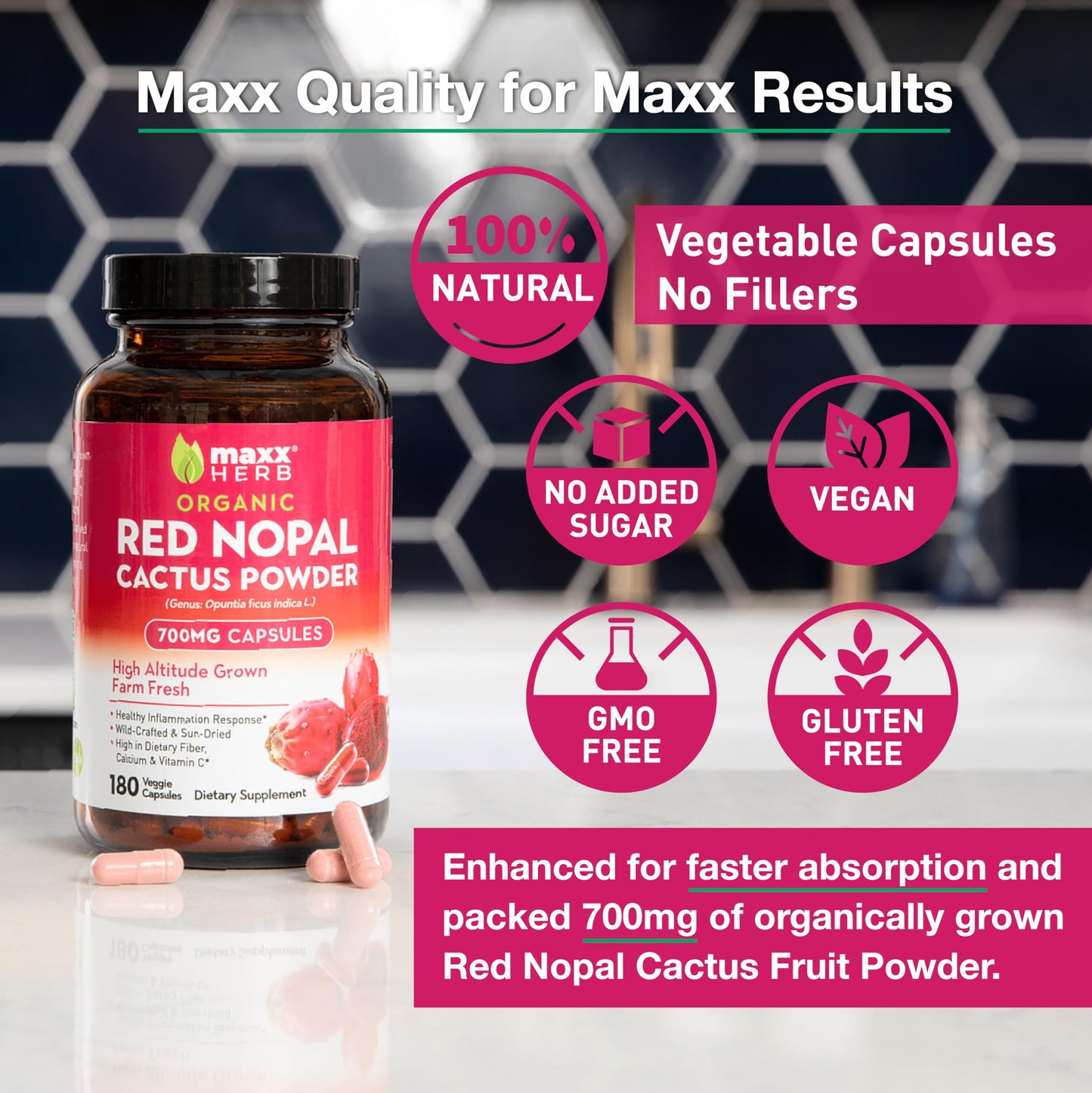 Maxx Herb Red Nopal Cactus Capsules 180 Count