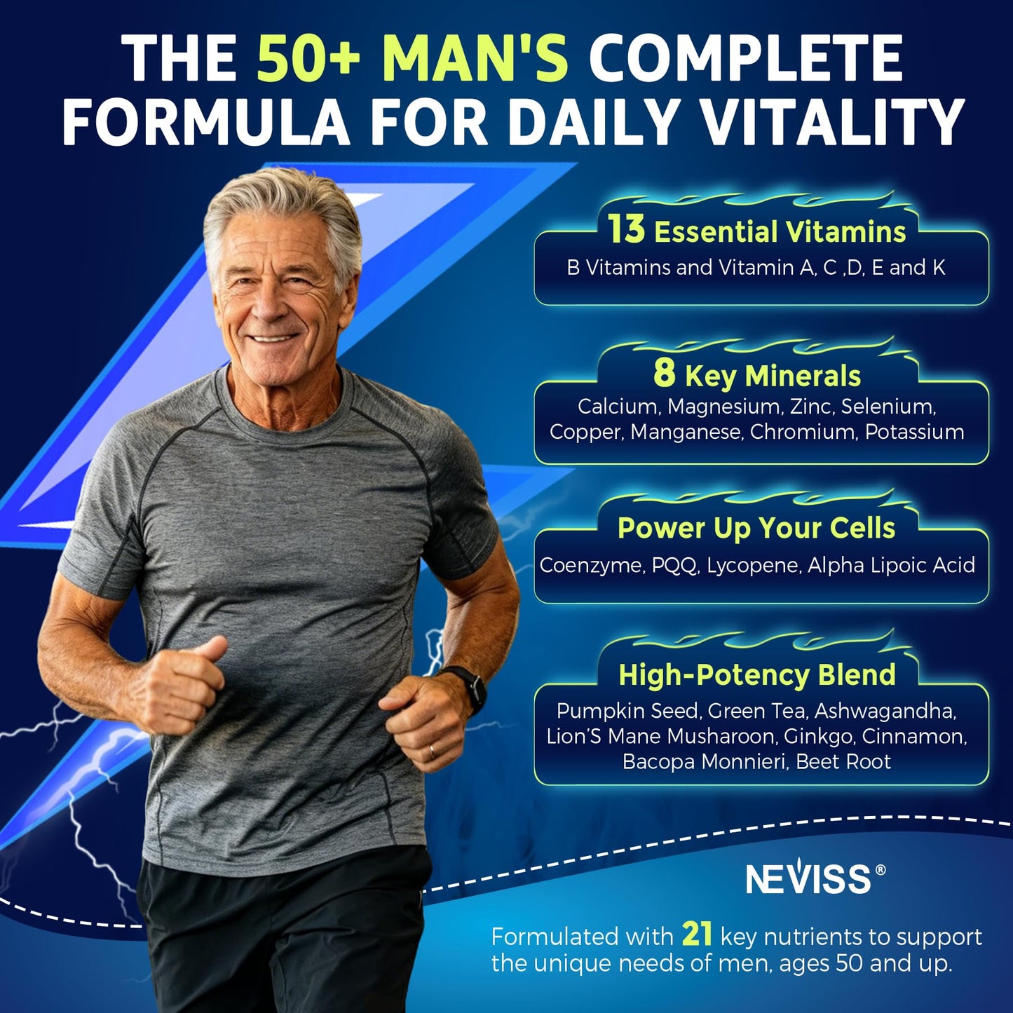 NEVISS Men's 50 Plus Multivitamin Gummies, 60 Count