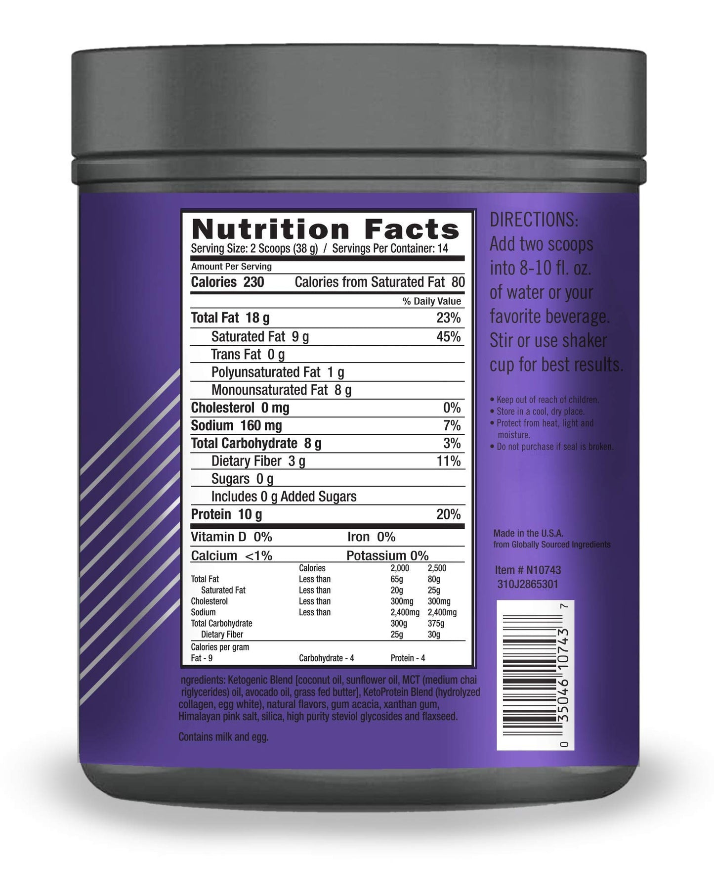 Keto Science Ketogenic Meal Shake Powder, Vanilla, 37.6 oz