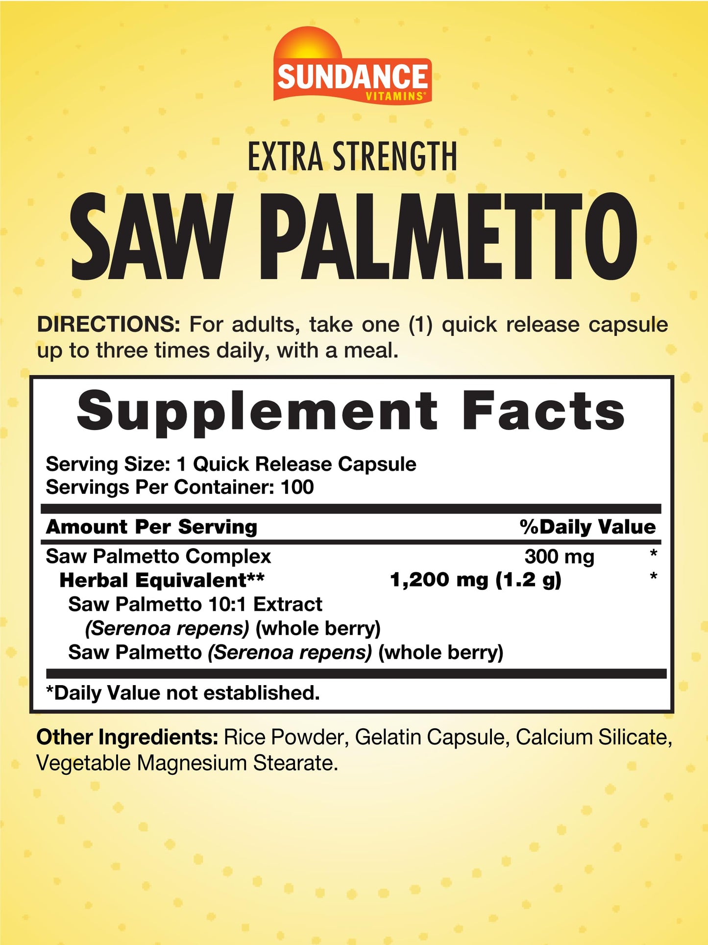 Sundance Saw Palmetto for Men Capsule 100 Count