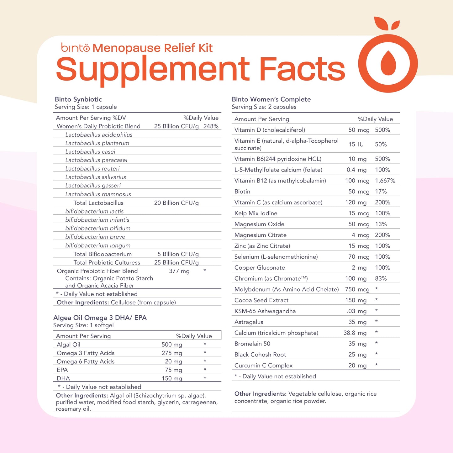 Binto Complete 4-in-1 Multi-Symptom Menopause Relief Kit Capsules, 30 Count