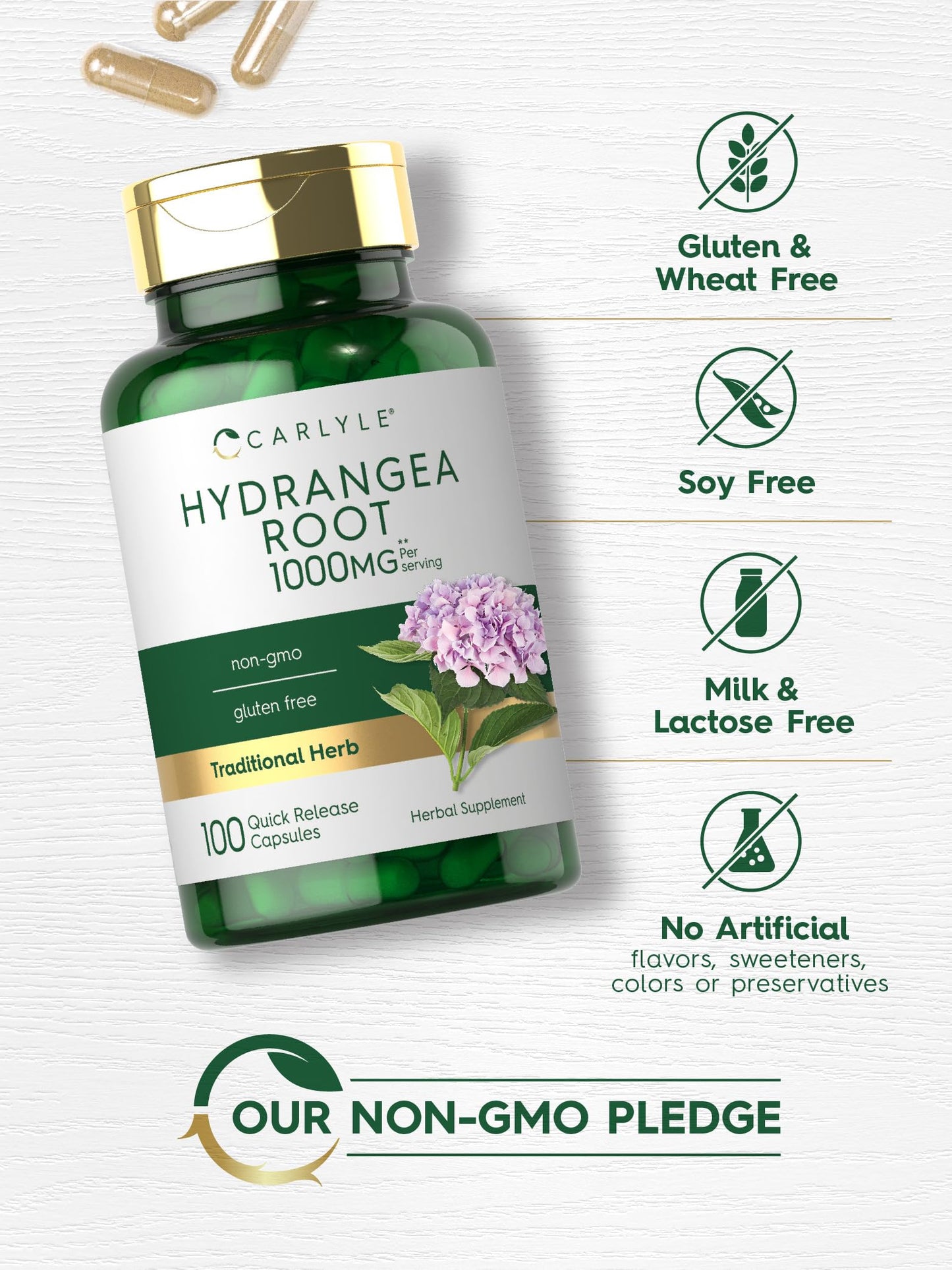 Carlyle Hydrangea Root Capsules 100 Count