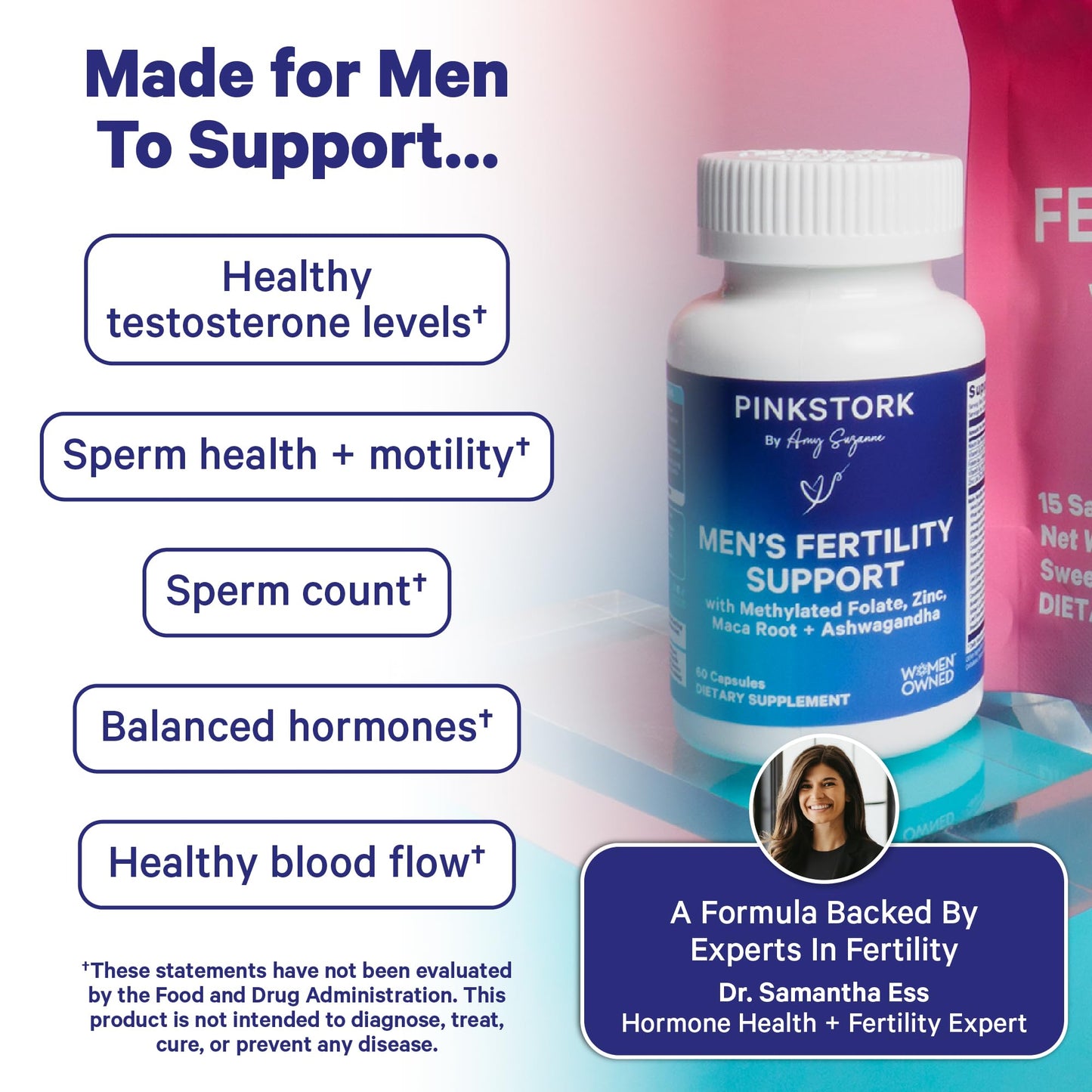 Pink Stork BlueStork Men's Fertility Support Capsule, 60 Count
