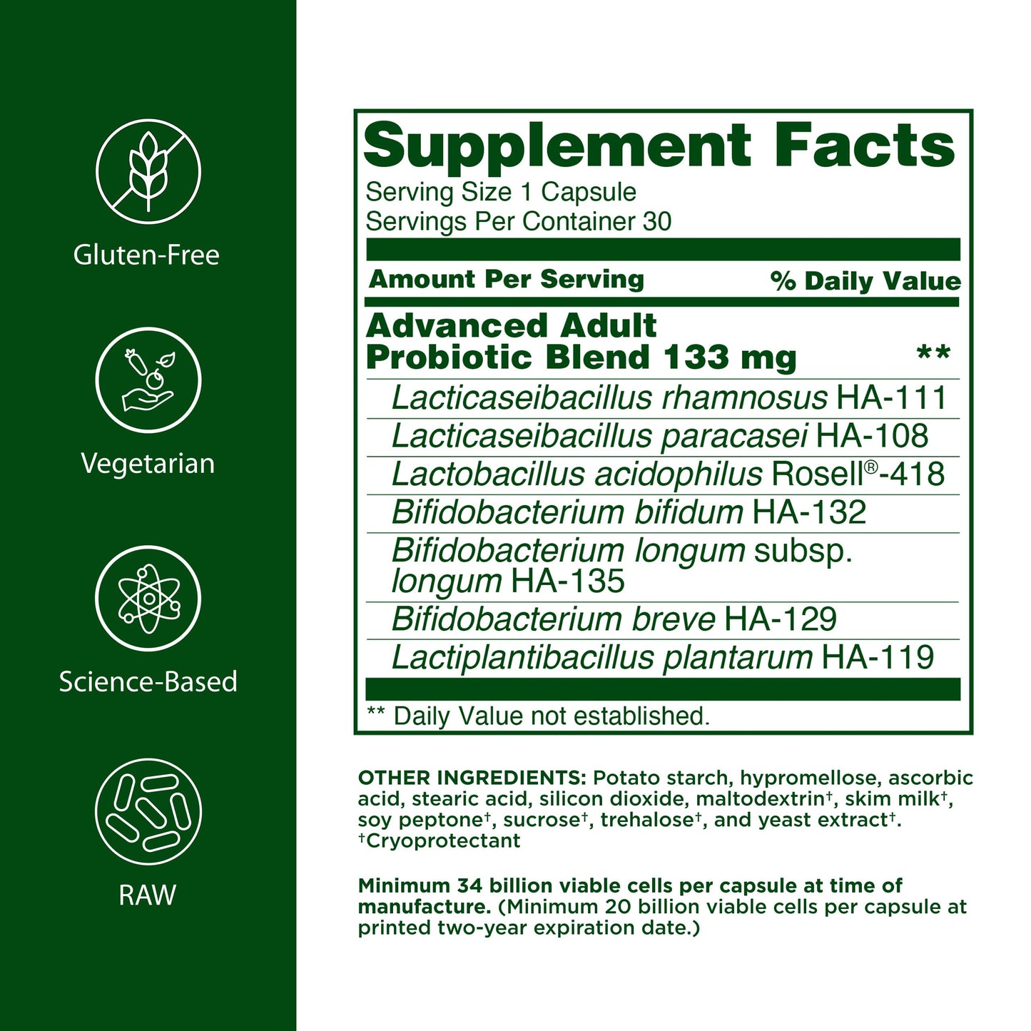 Flora Advanced Adult's Blend Probiotic Capsule 30 Count