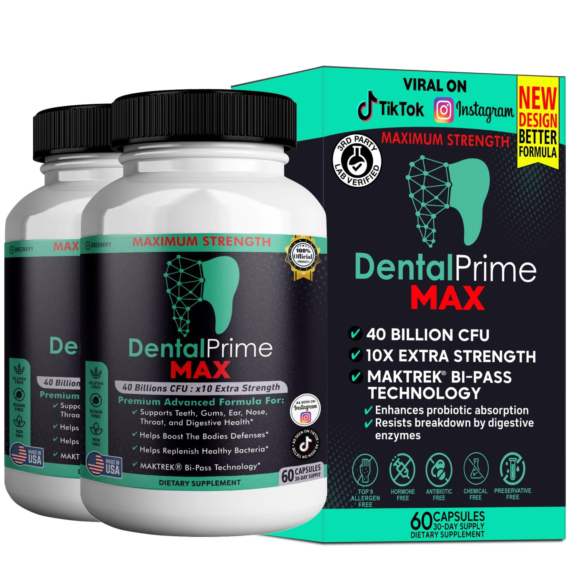 GREENVIFY DentalPrime MAX Probiotic Supplement Capsule 60 Capsules