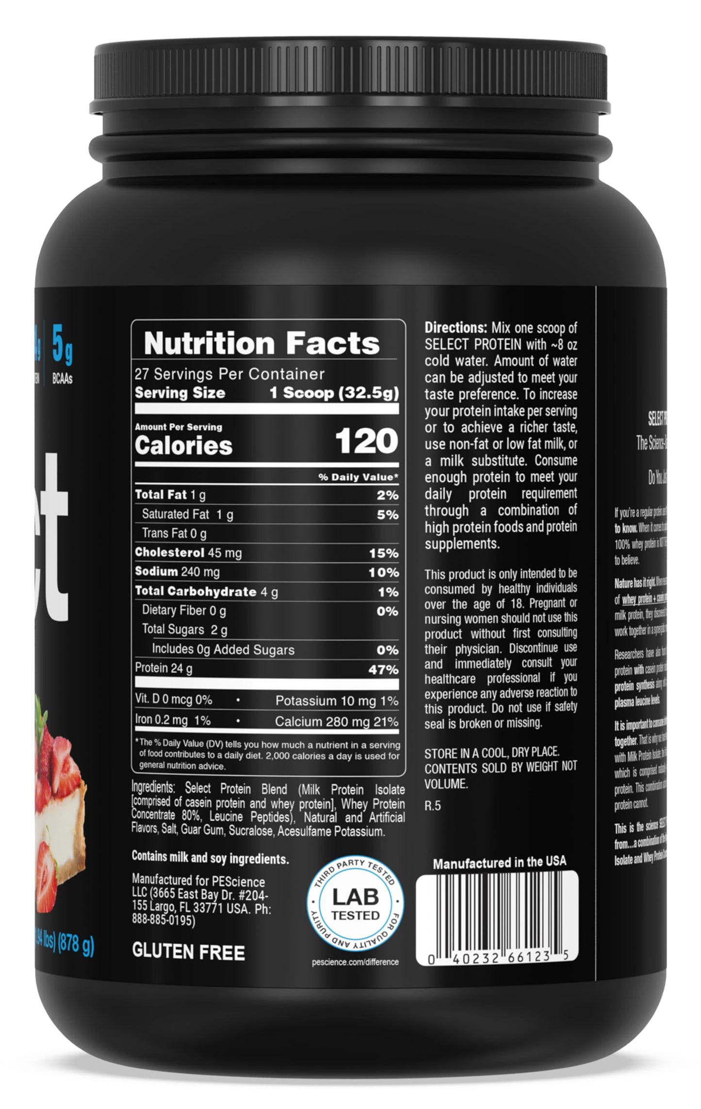 PEScience Select Protein Powder - Whey and Casein Blend, Strawberry Cheesecake, 27 Servings