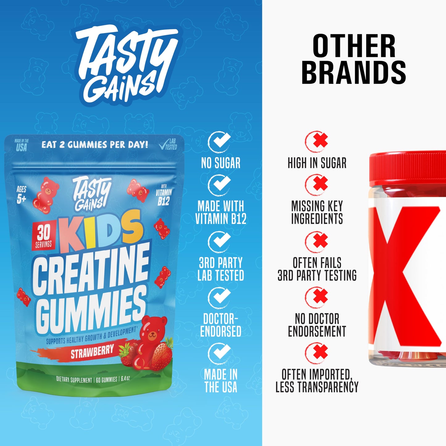 TASTY GAINS Creatine Gummies Bundle for Women & Kids with Vitamin B12 & DIM