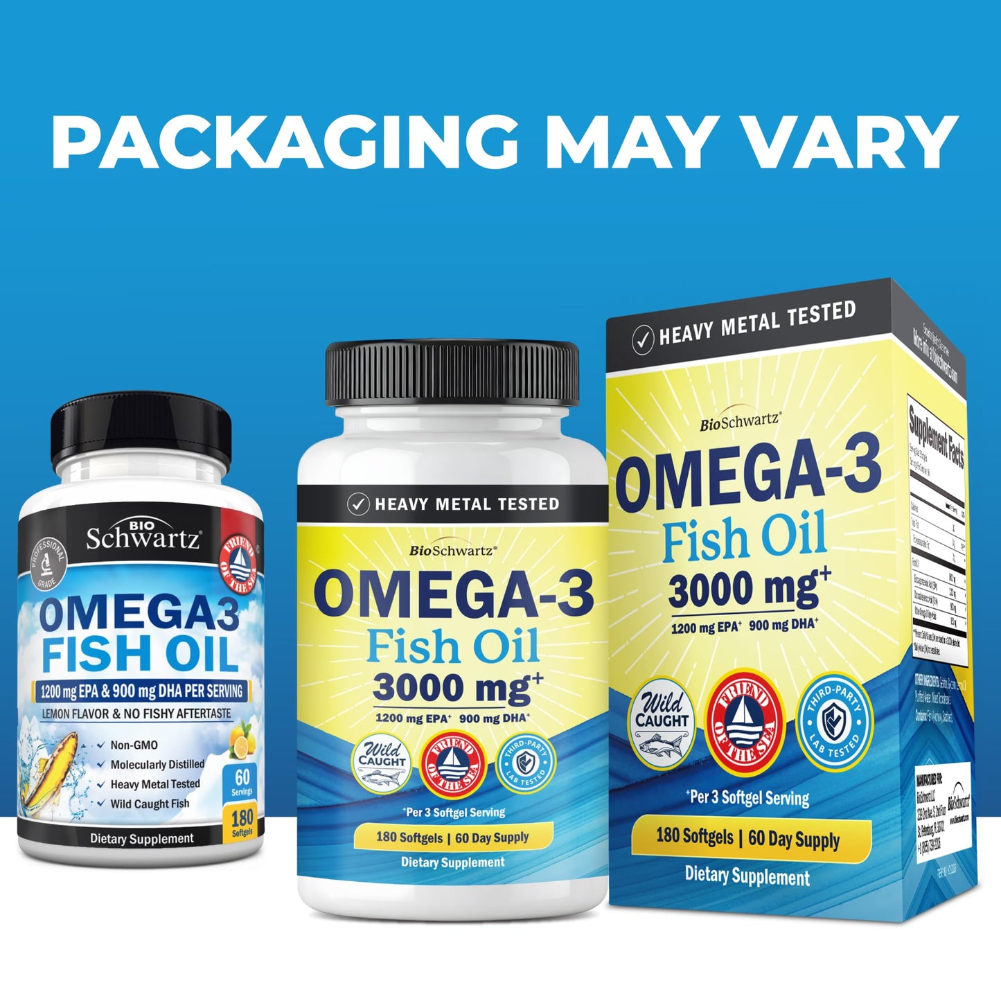 BioSchwartz Triple Strength Omega 3 Fish Oil Softgels, 180 Count