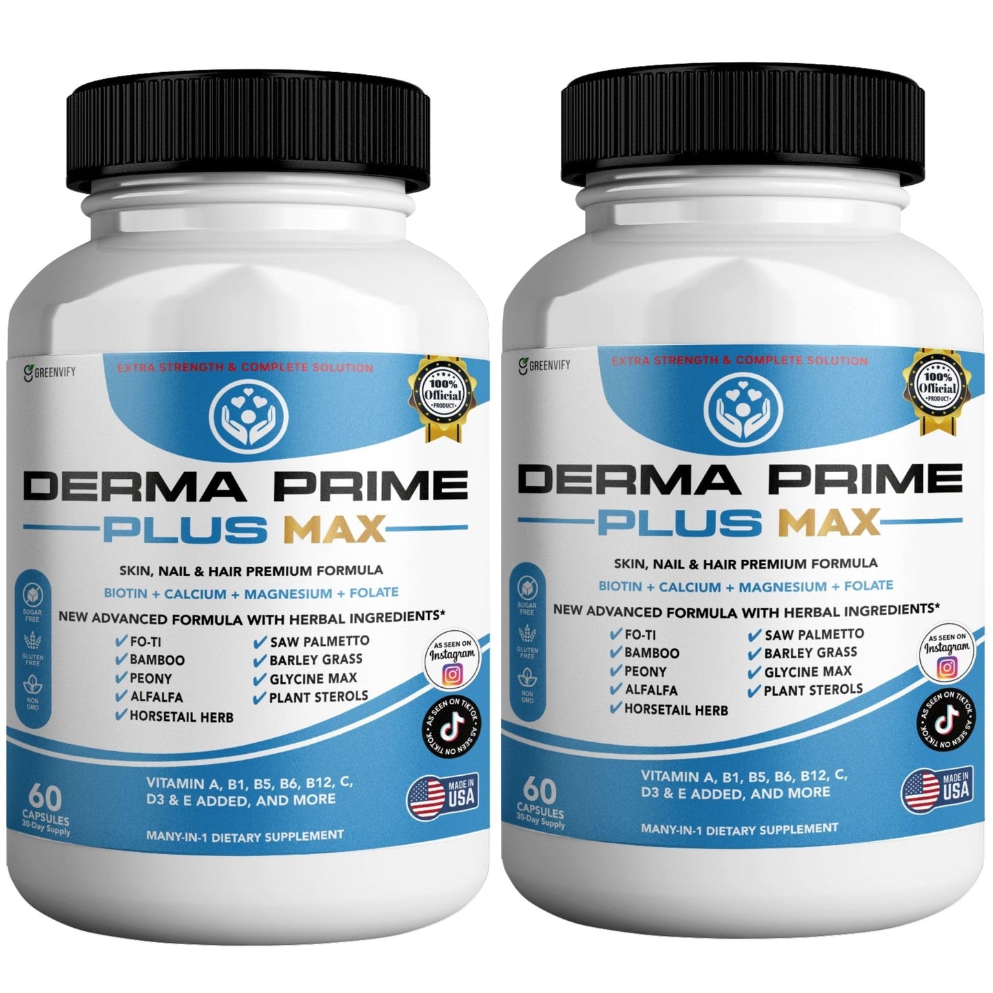GREENVIFY Derma Prime Plus Max Hair Skin Nail Supplement Capsules 120