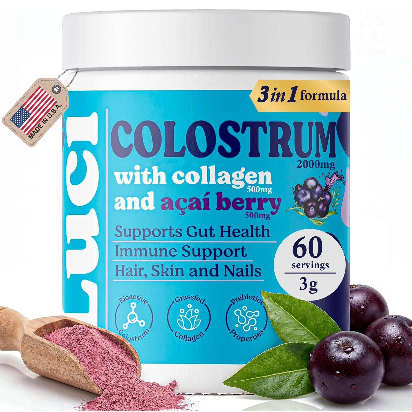 Luci Nutrition Colostrum Powder 6.35 Ounce (Pack of 1)