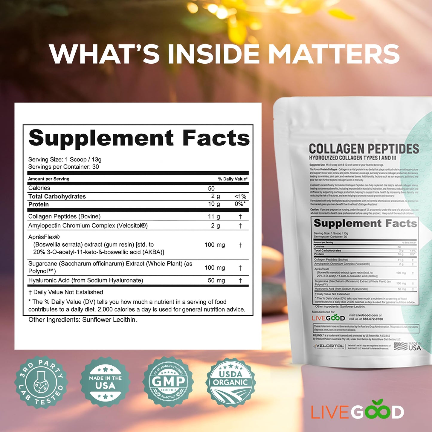 LIVEGOOD Collagen Peptides Powder 13.7 Ounce