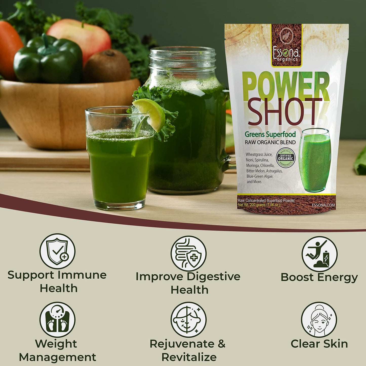 Vitesse Power Shot Greens Superfood Blend Powder 6.3 oz