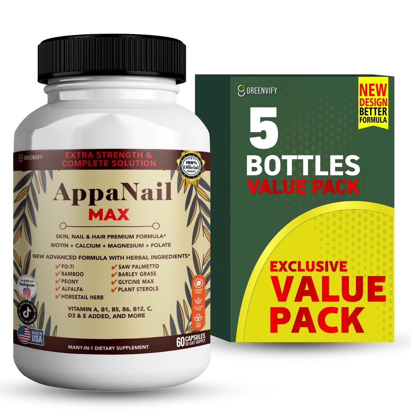 GREENVIFY AppaNail MAX Hair Skin & Nail Supplement Capsules 300