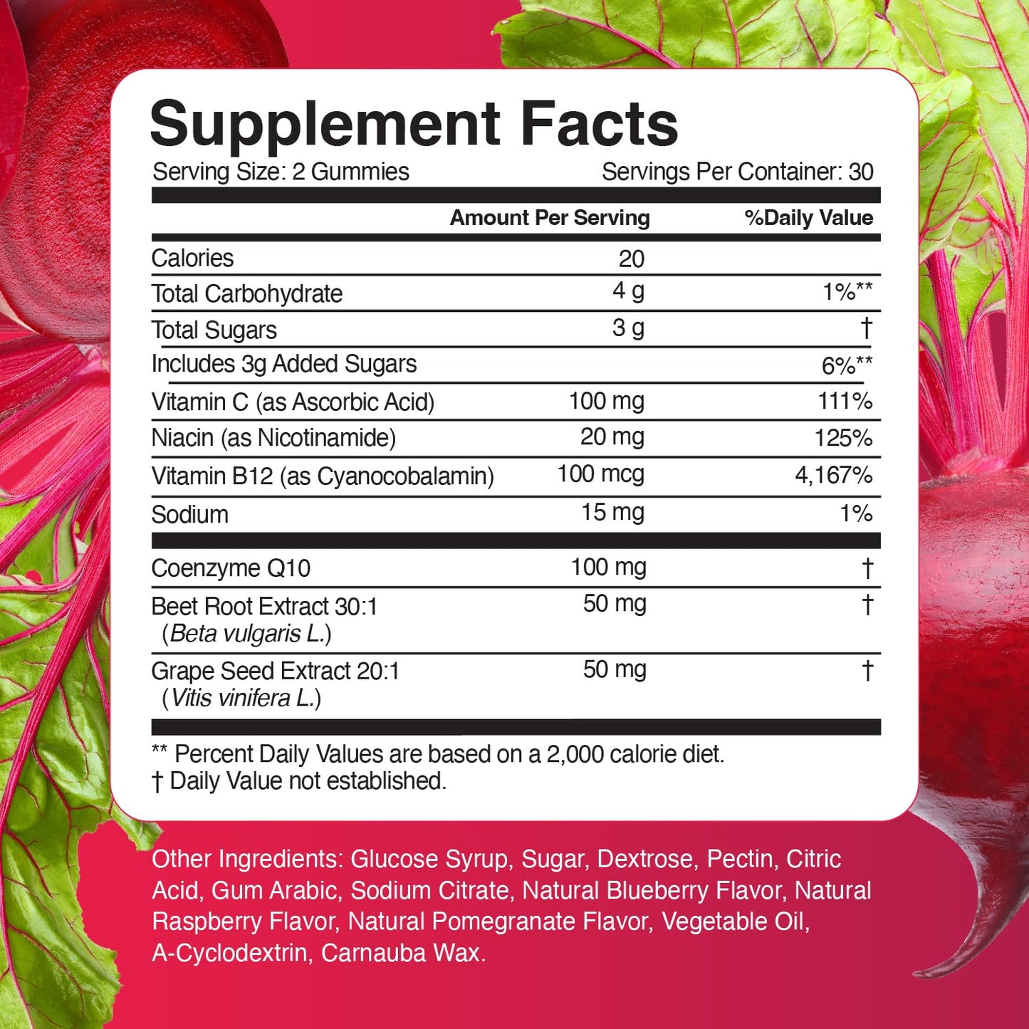 Simply Beets Beet Gummies with CoQ10 & Grape Seed Extract, 180 Gummies
