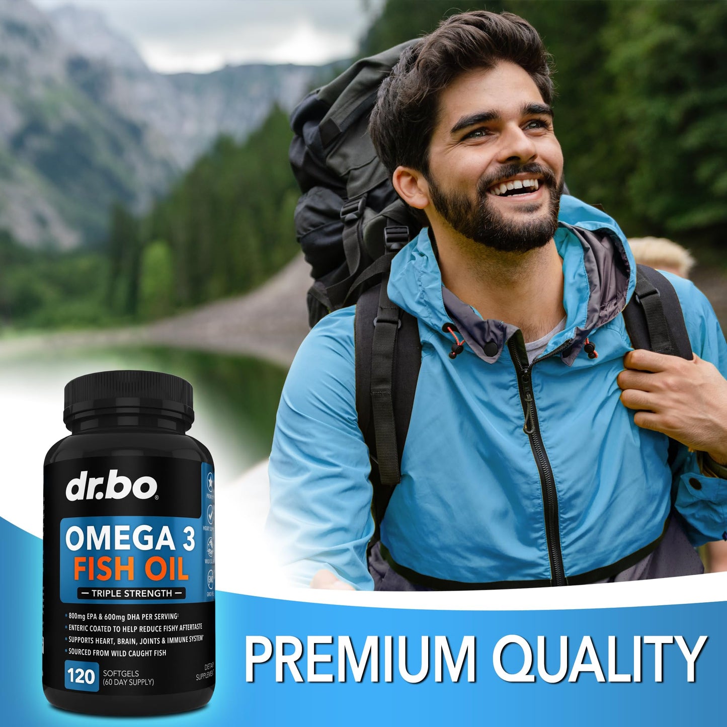 DR. BO Omega-3 Fish Oil Softgels 120 Count