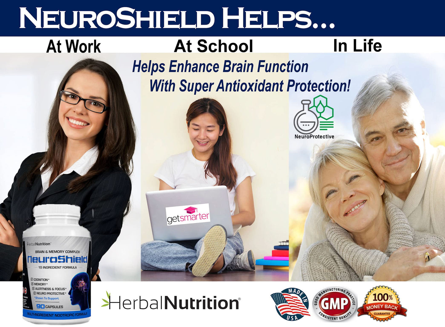 Herbal Nutrition NeuroShield Brain Health & Memory Support Supplement Capsule, 90 Capsules