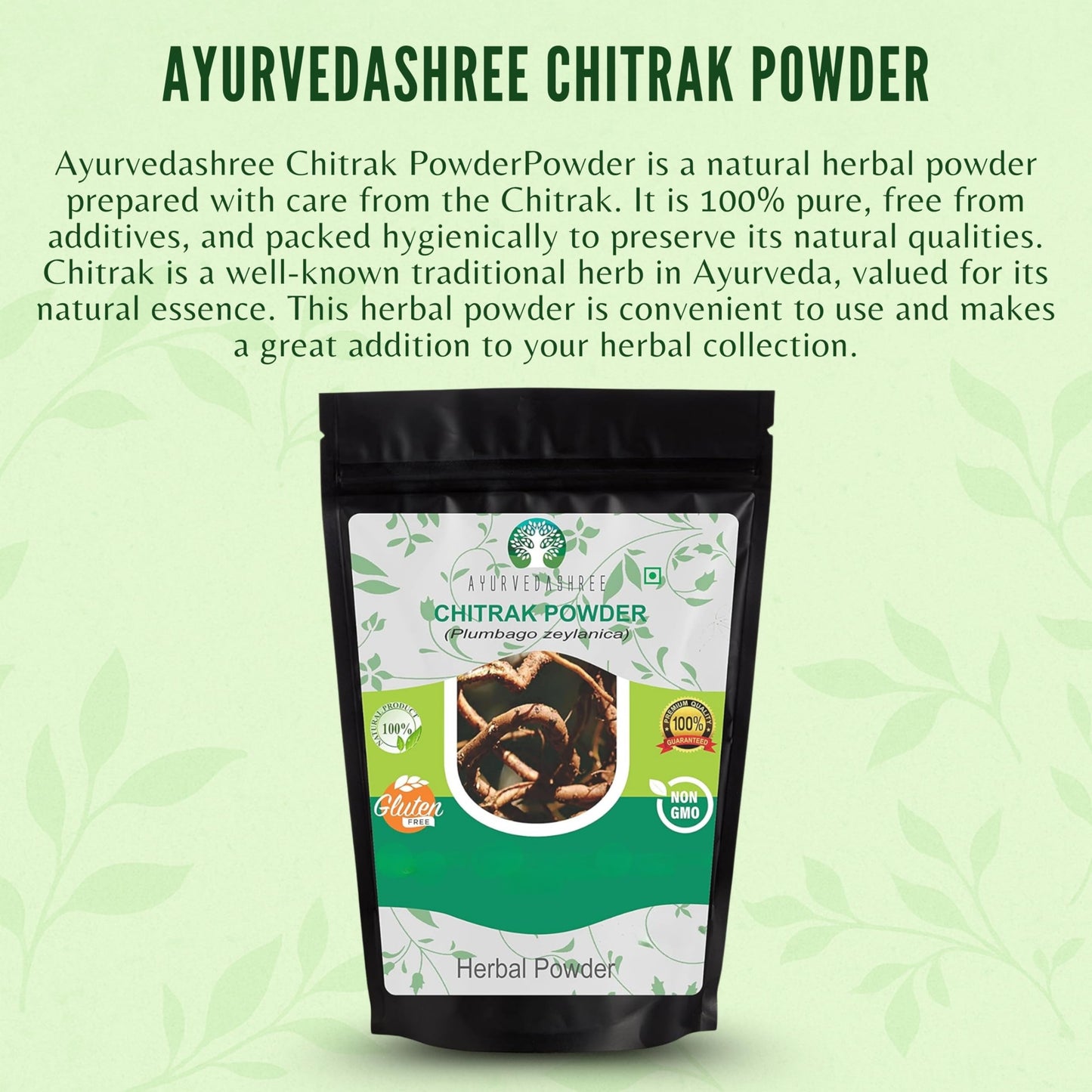 AYURVEDASHREE Chitrak Roots Powder 1.7637 oz
