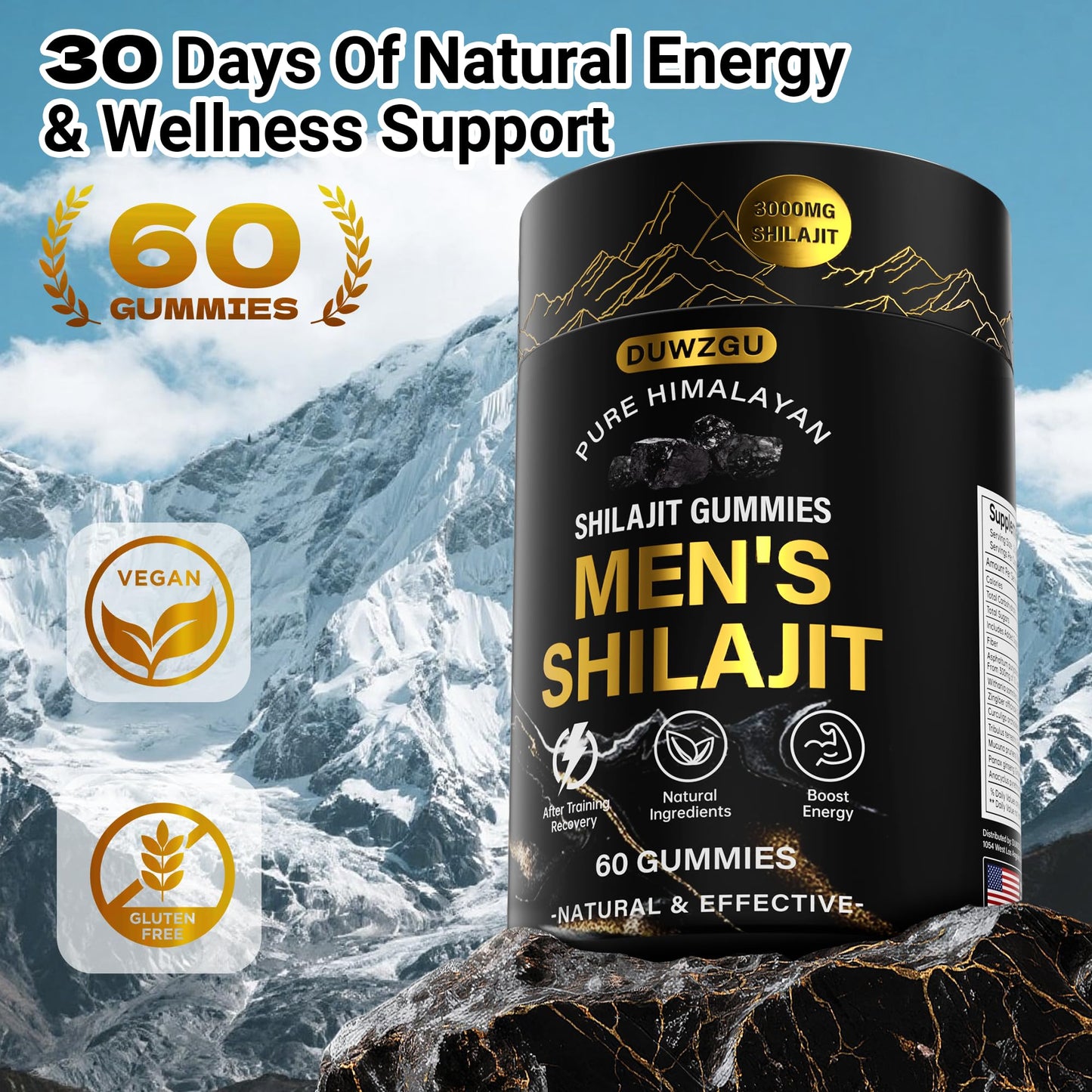 DUWZGU Himalayan Shilajit Gummies, 60 Count