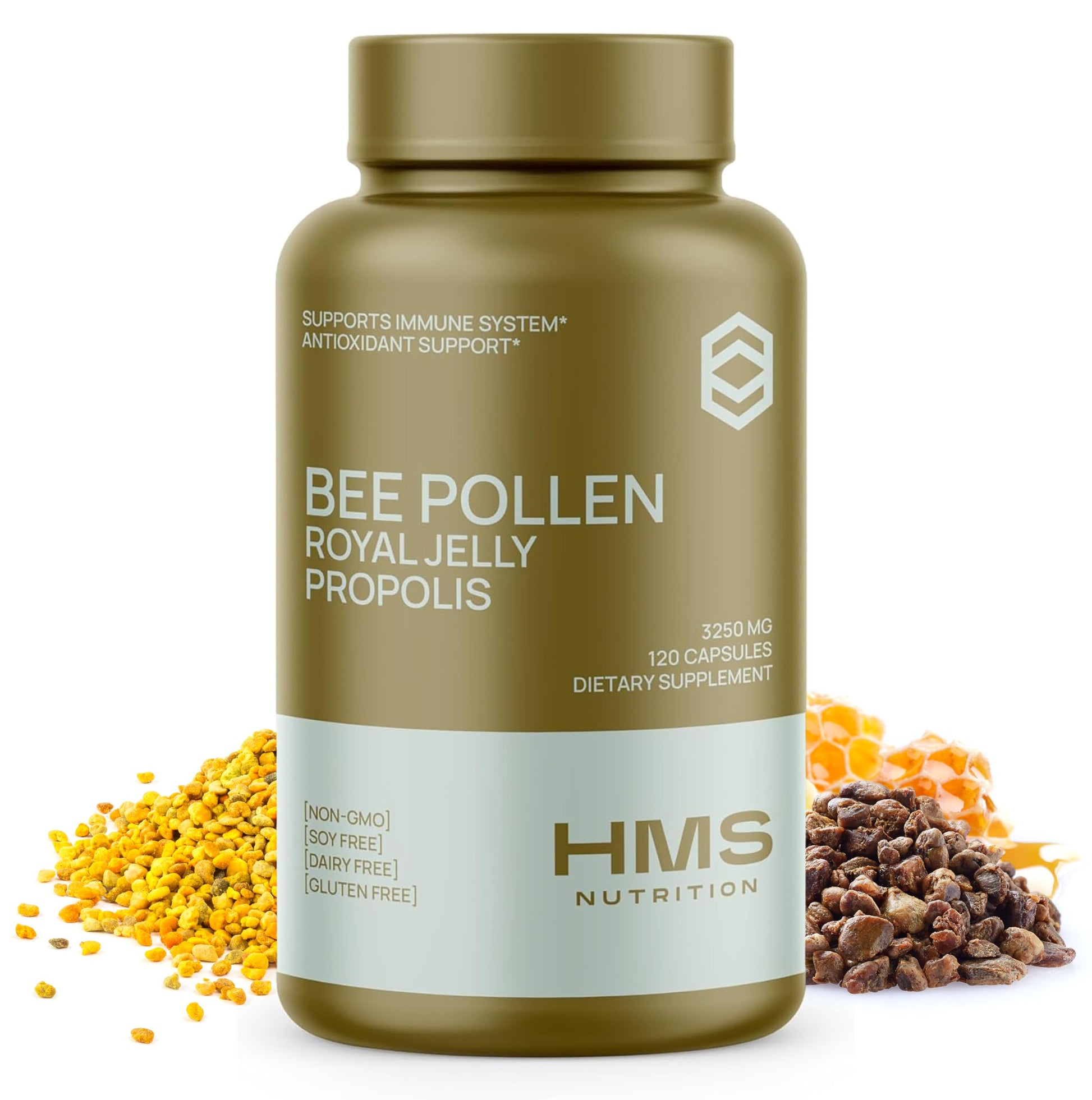 HMS Nutrition Bee Pollen 3,250 mg Capsules 120 Count