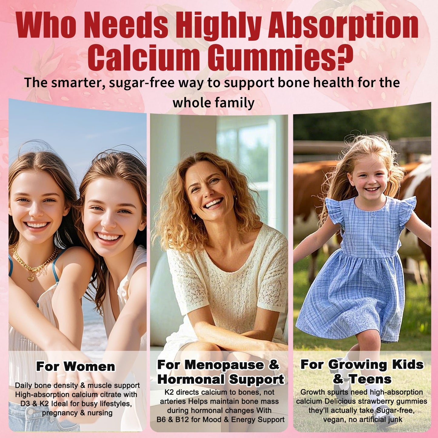 originalifv 6-in-1 Calcium Gummies 1200 mg with Vitamin D3, K2, 60 Gummies