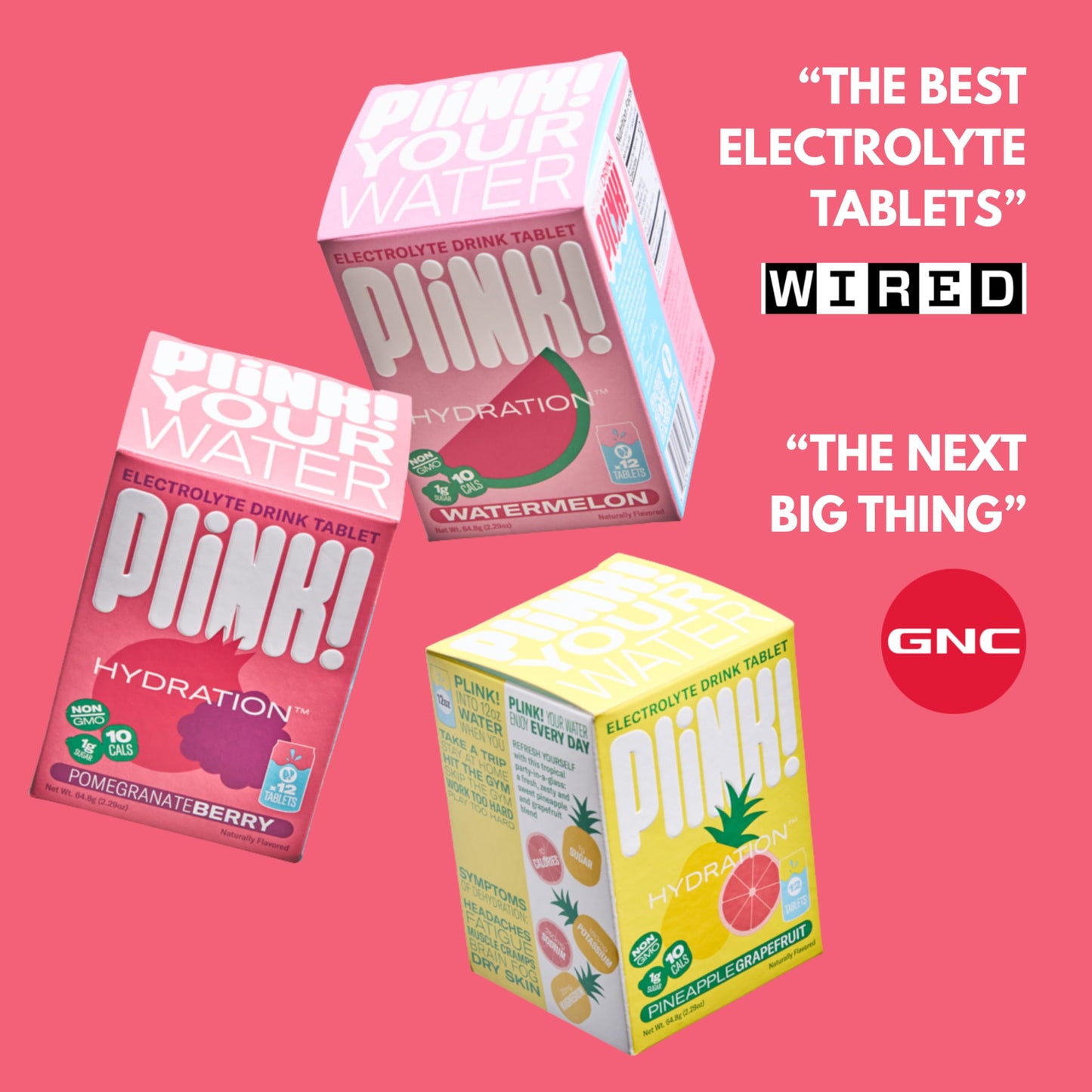 Plink Fizzy Electrolyte Tablets for Adults & Kids – Pomegranate Berry, 12 Tablets