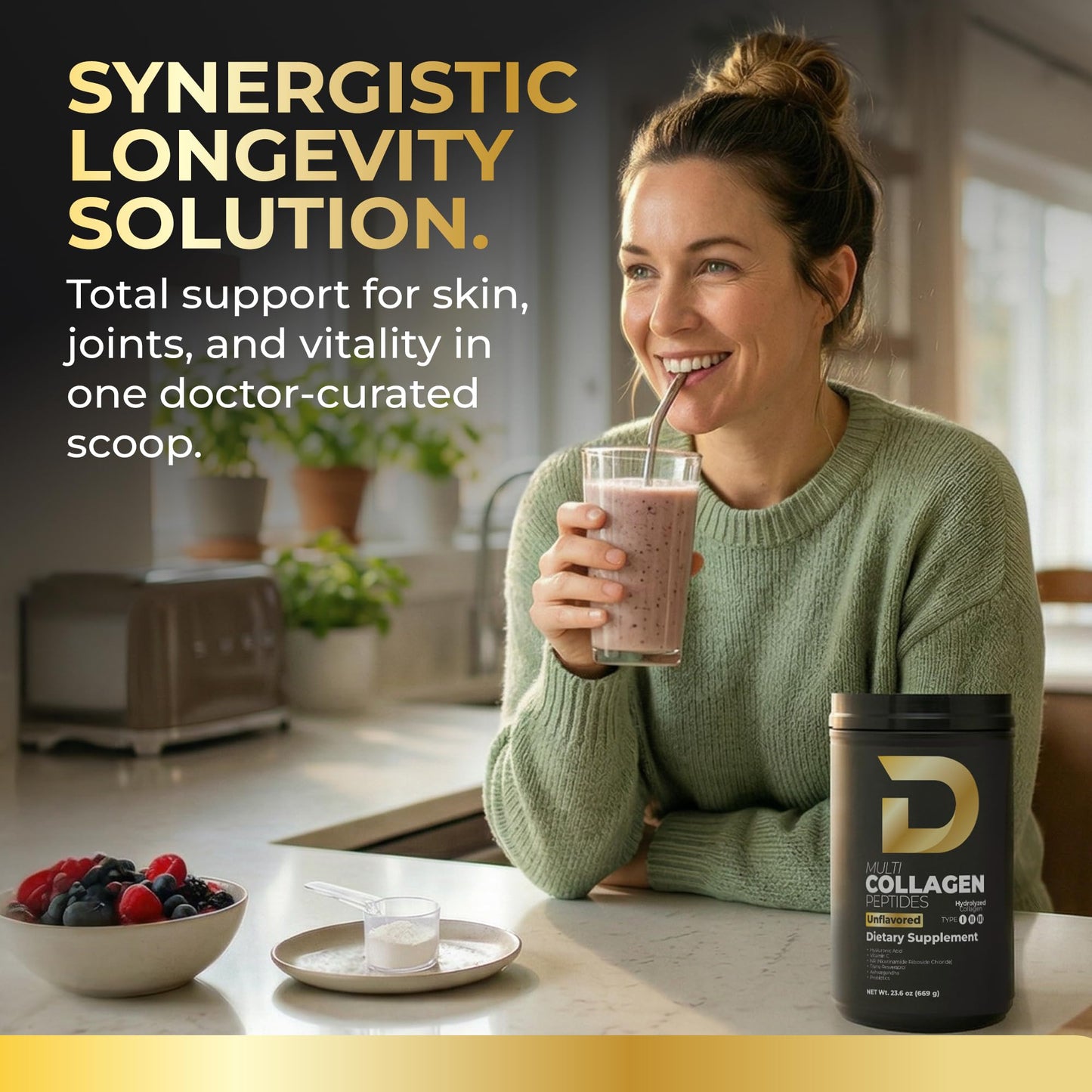 D Collagen Store by Dr. Naim Doctor-Formulated Multi Collagen Peptides Powder for Skin, Hair, Nails & Gut Support, Unflavored, 30 Servings