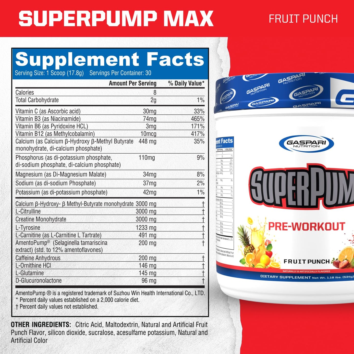 Gaspari Nutrition SuperPump MAX Powder, 30 Servings