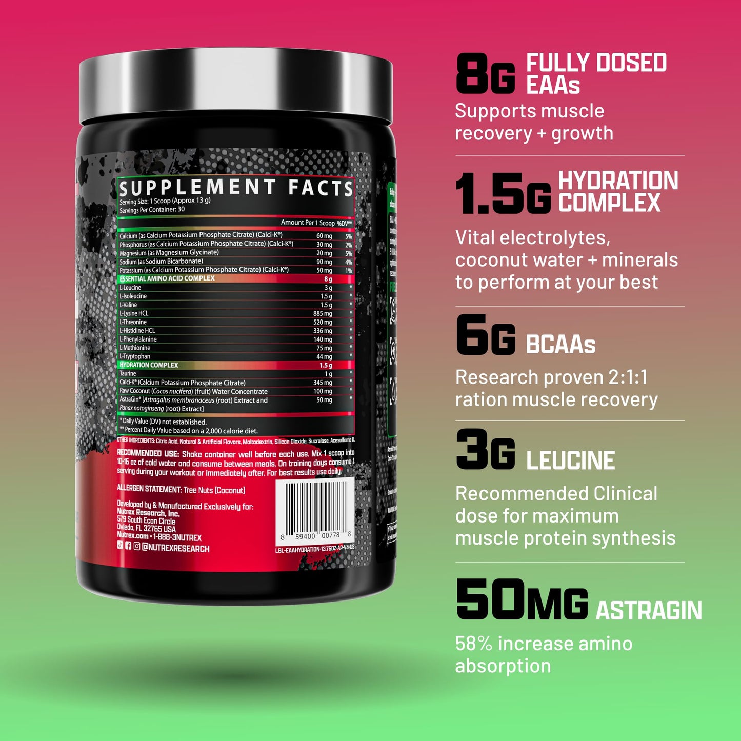Nutrex Research EAA Hydration Powder 13.76 Ounce