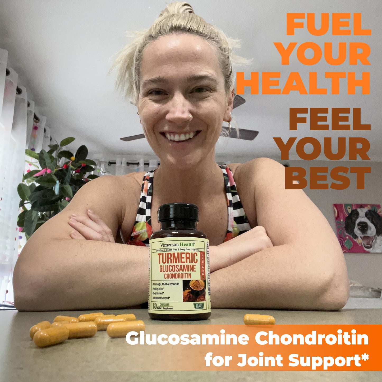 Vimerson Health Turmeric Supplement with Glucosamine Chondroitin, 60 Capsules