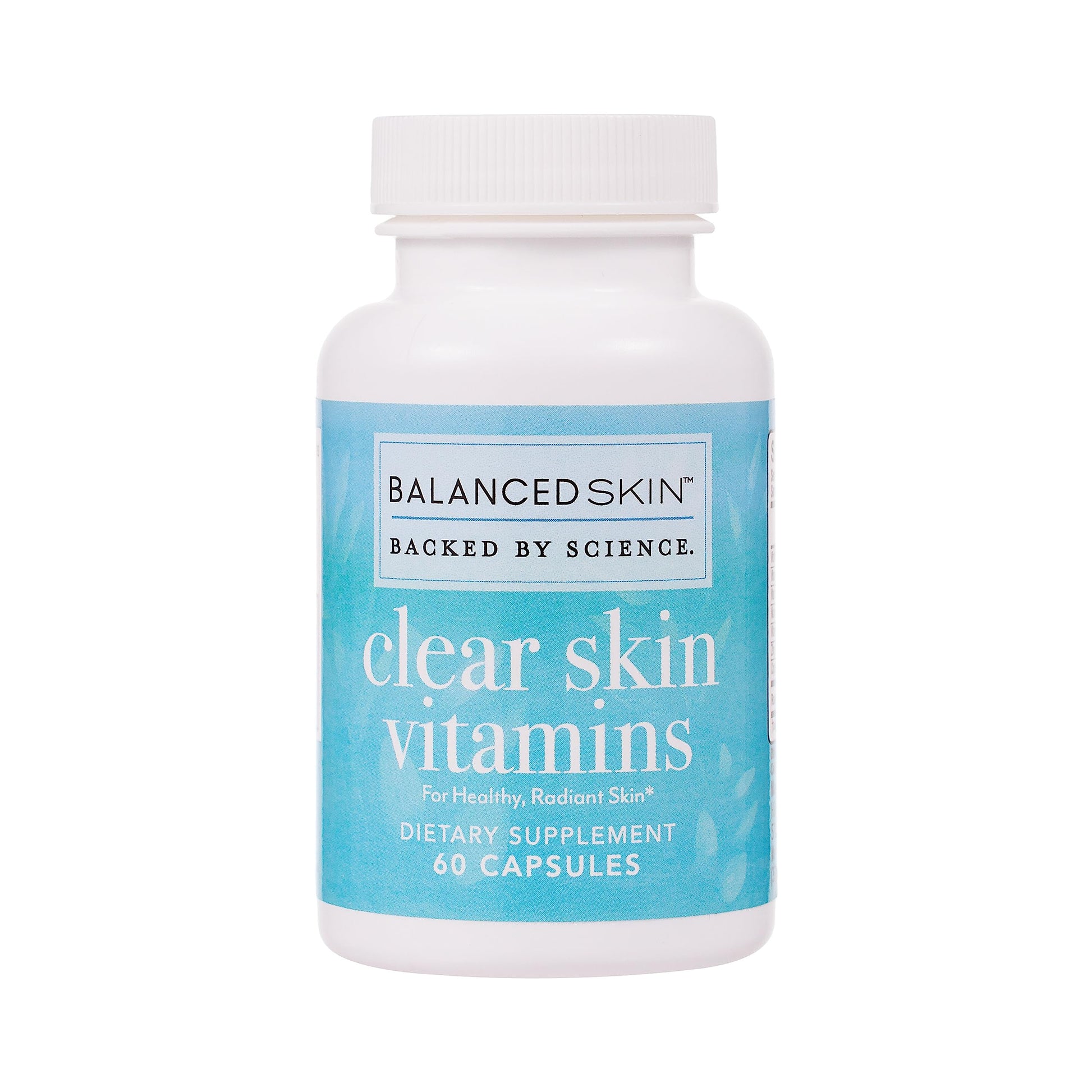 Balanced Skin Clear Skin Vitamins for Women & Men - Acne Control and Healthy Glowing Skin, Patented and Dermatologist-Developed Hormonal & Cystic Acne Pills, Capsule, 1 Count
