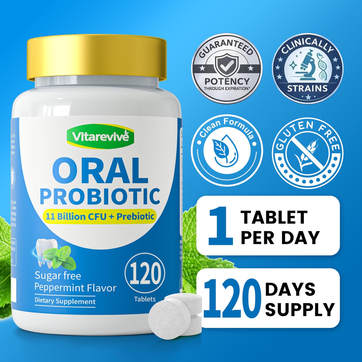 Vitarevive Oral Probiotics Prebiotic for Women & Men Tablet, 120 Tablets