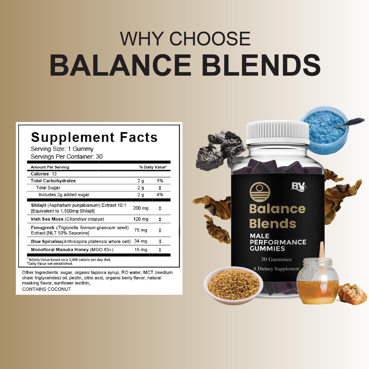 BLUE VIBE Balance Blends Premium Performance Formula Gummies 30 Gummies