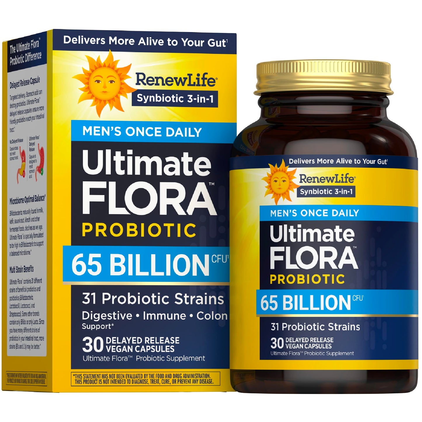 Renew Life Ultimate Flora Probiotics for Men 65 Billion CFU Delayed Release Vegan Capsule 30