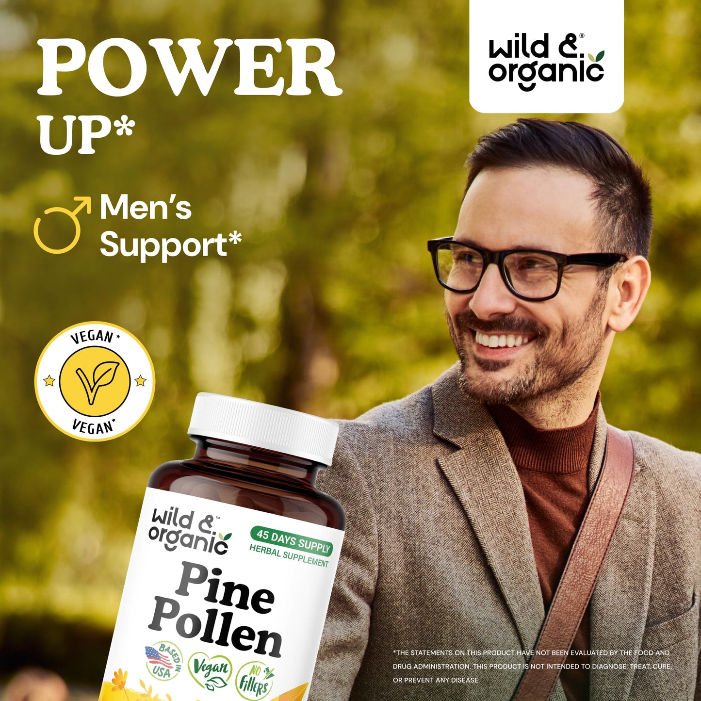 Wild & Organic Pine Pollen for Men Capsules 90 Count