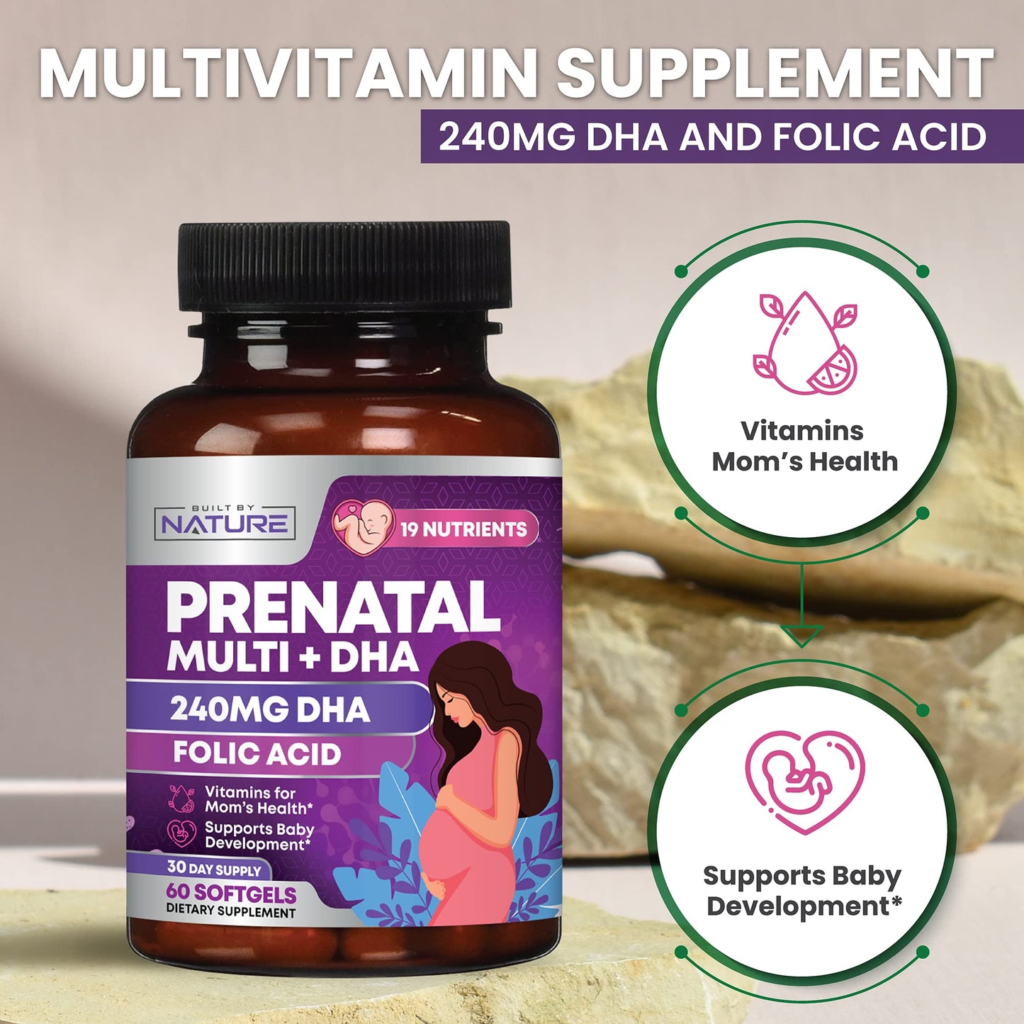 Built by Nature Prenatal Vitamins for Women Softgels, 60 Count