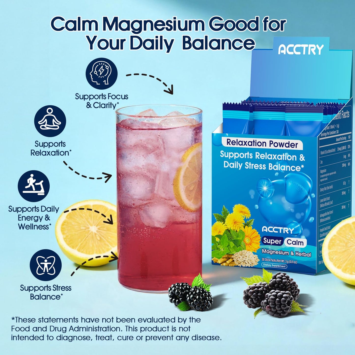 Acctry Magnesium Complex (Glycinate, Malate & Taurate) Powder, 5 Ounce