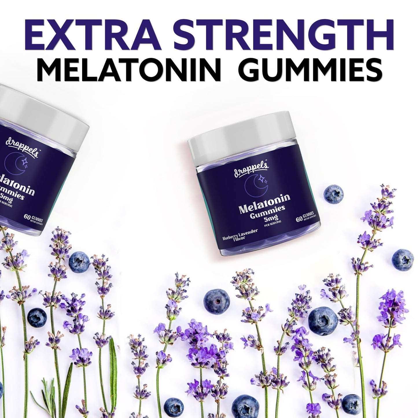 Droppels Melatonin Gummies for Adults – 5mg Sleep Support, Vegan & Plant-Based with Chamomile, Natural Sleep Aid for Falling Asleep Faster & Staying Asleep, 60 Count