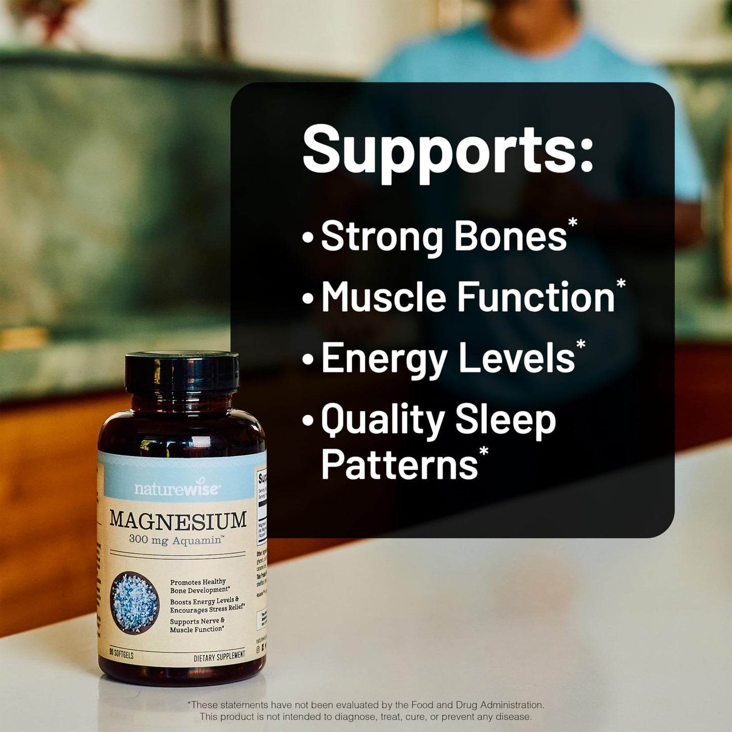 NatureWise High Absorption Marine Magnesium 300mg Softgels 90 Count