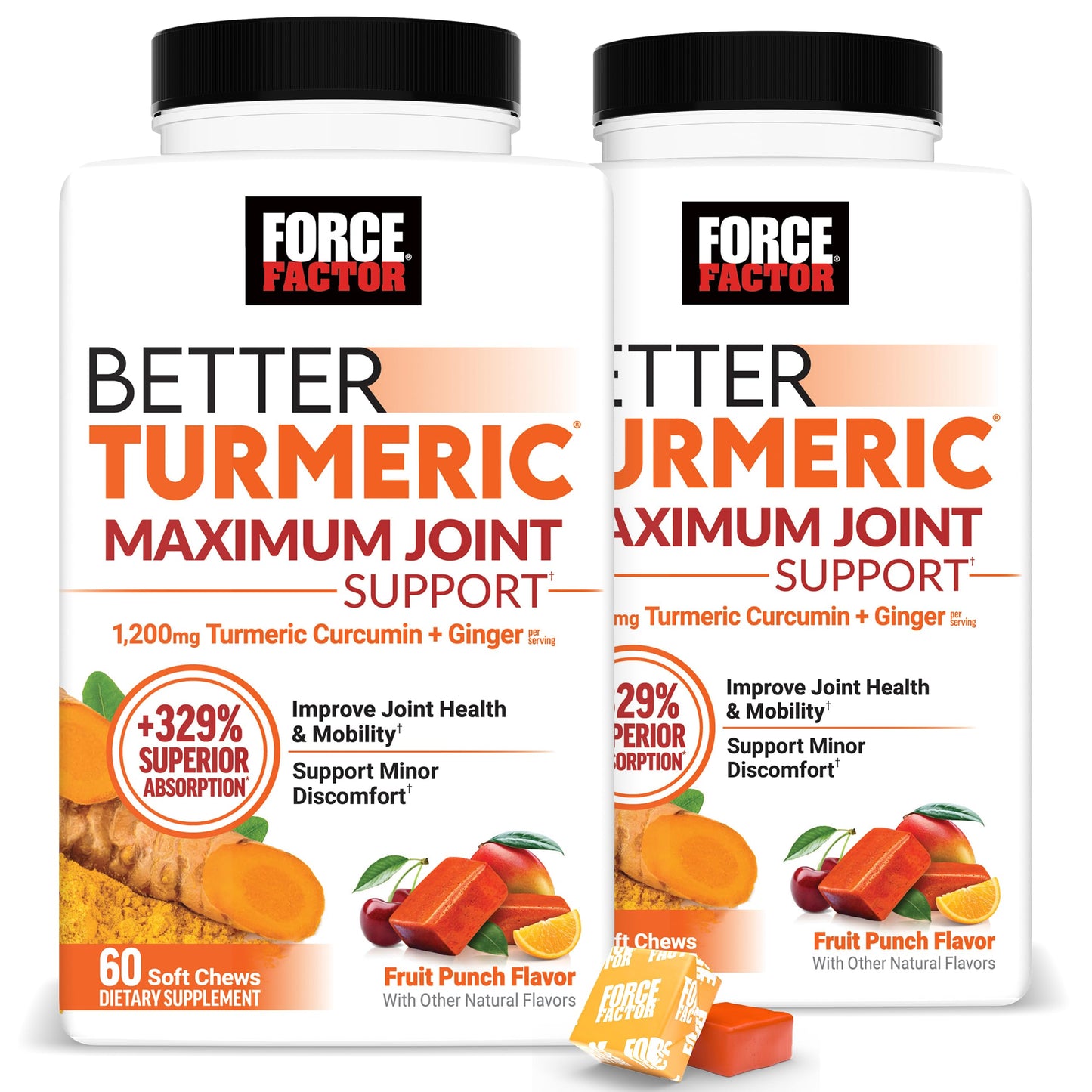 Force Factor Better Turmeric Maximum Joint Support Soft Chews, 120 Count