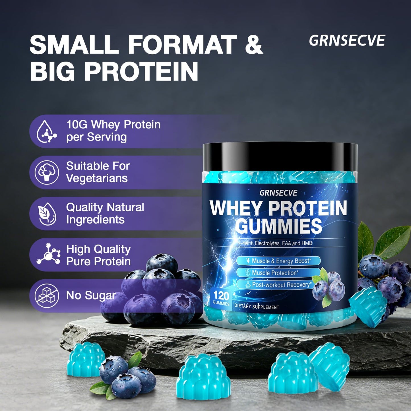 GRNSECVE Whey Protein Gummies 120 Gummies