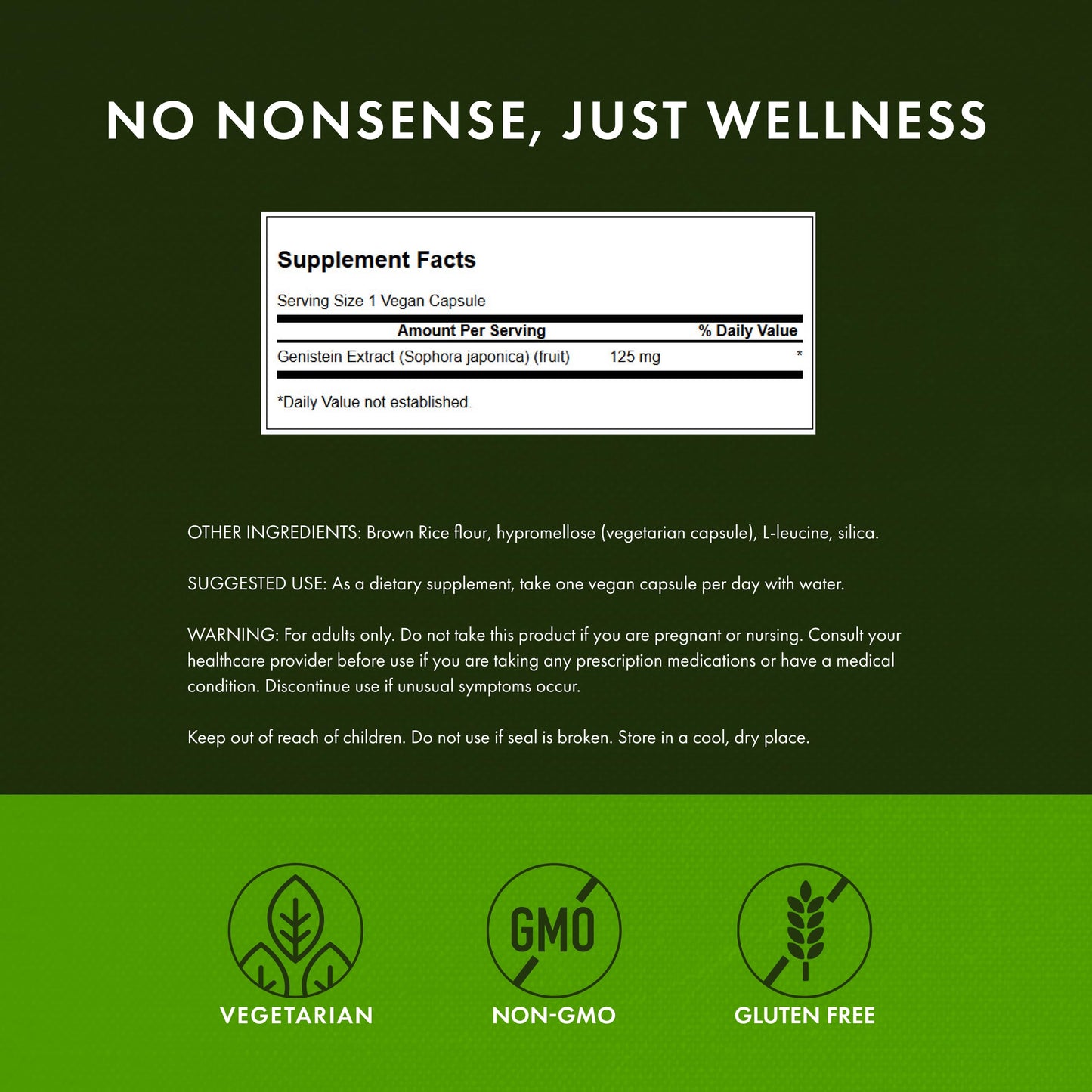 Swanson Soy-Free Genistein Plant-Based Supplement Capsules, 60 Count