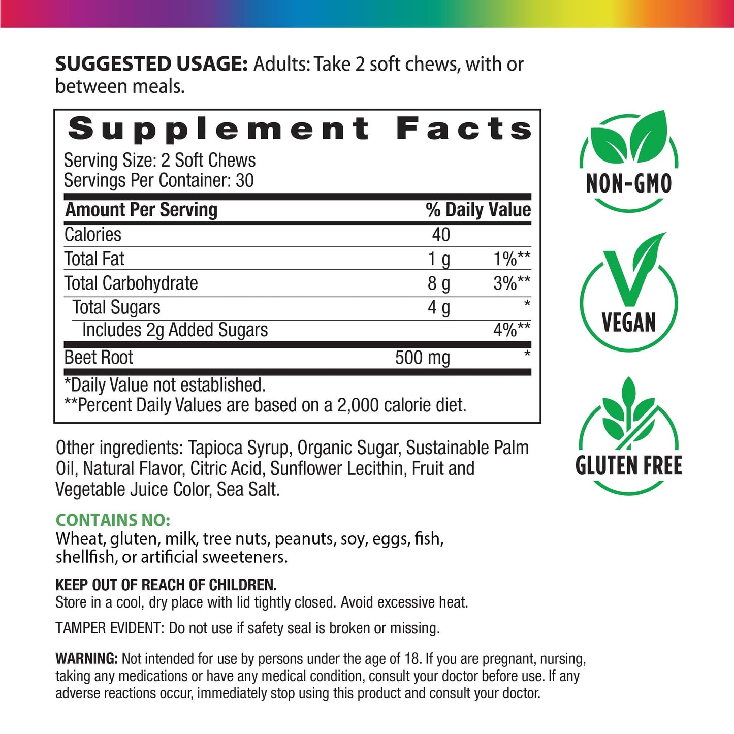 Rainbow Light Beet Root Soft Chews 60 Count