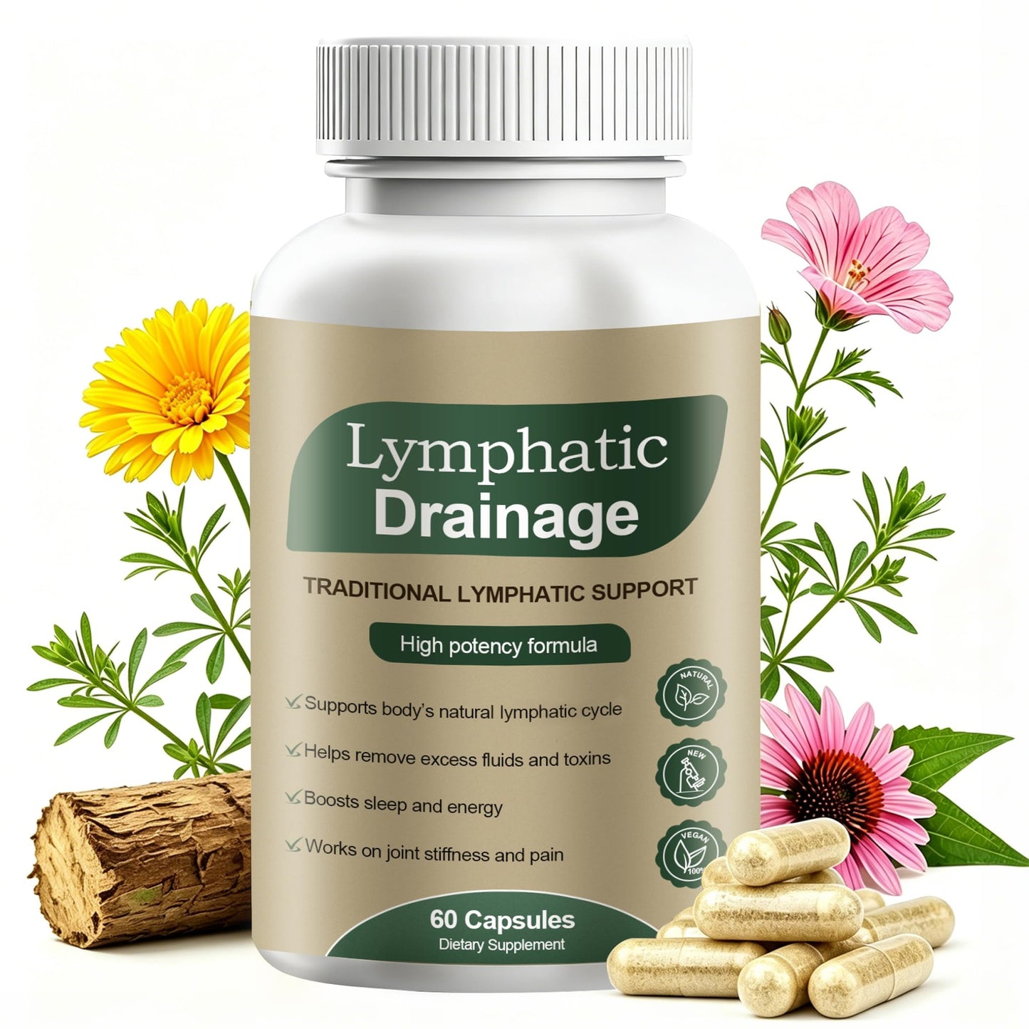 WXZQQ Lymphatic Drainage Supplements 60 Capsules