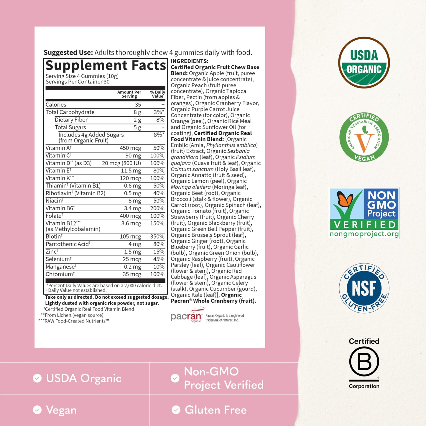 Garden of Life Organics Women's Gummies Multivitamin, 120 Gummies